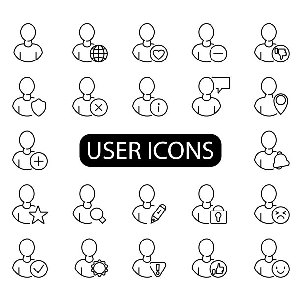 关于用户的轮廓图标，互联网个性，用户界面。黑色轮廓的简单符号。矢量插图。每股收益10图片下载