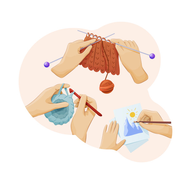 手编织，钩针和绘画用毛笔图片下载
