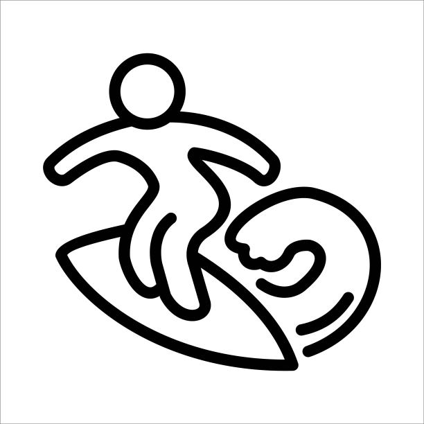冲浪图标Logo设计矢量模板插图标志和符号像素完美图片下载