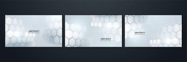 一套白色抽象的现代背景设计。抽象的白色几何形状与未来技术概念旗帜背景图片下载