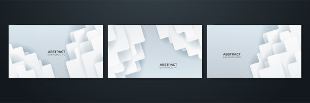 一套白色抽象的现代背景设计。抽象的白色几何形状与未来技术概念旗帜背景图片下载