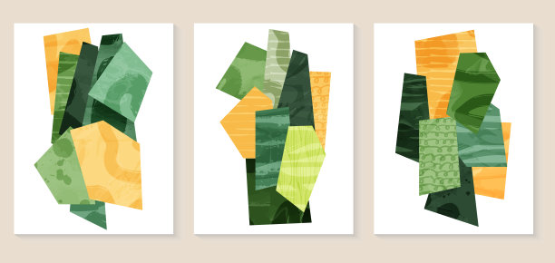 抽象美学的生态绿色拼贴设计。有机自然形状矢量插图。景观格局构成。几何装饰领域。当代海报收藏，现代田野背景图片下载