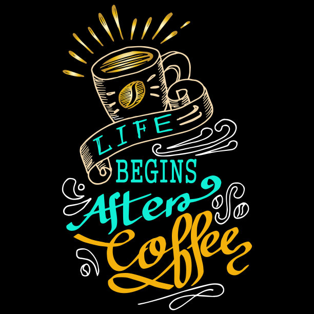 生活始于咖啡，引用涂鸦矢量图片下载