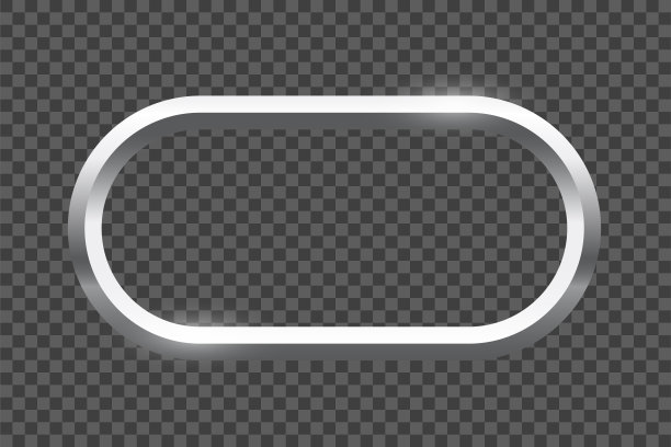 银色椭圆形框架上的图片透明的背景。图片、绘画、卡片或照片留白。3d逼真的现代模板矢量插图。简单的钢物体模型图片下载