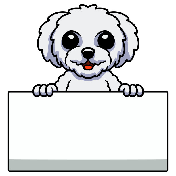 可爱的比熊飞轮卡通拿着空白的标志图片下载