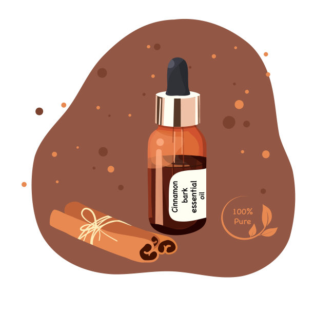 肉桂枝和玻璃瓶油图片下载