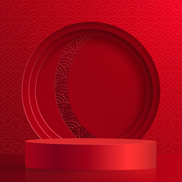 3d平台圆形舞台中式风格，用于中国新年和节日或中秋节图片下载