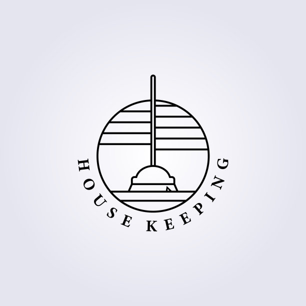 扫帚，家务，清洁图标矢量插图简单的线艺术图标符号标签模板背景设计图片下载