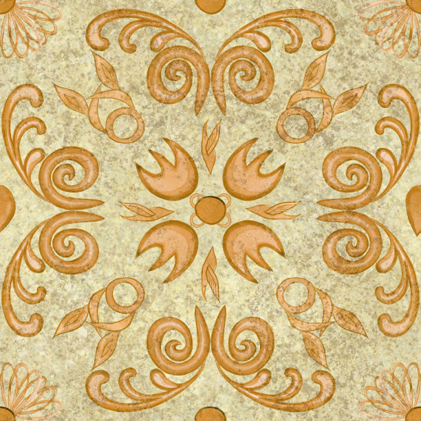 复古摩洛哥瓷砖无缝图案。无尽的复古背景在马略利卡风格。意大利古典风格的破旧旧瓷砖。用于墙纸和织物。古老的水彩手绘阿苏列霍陶器。图片下载