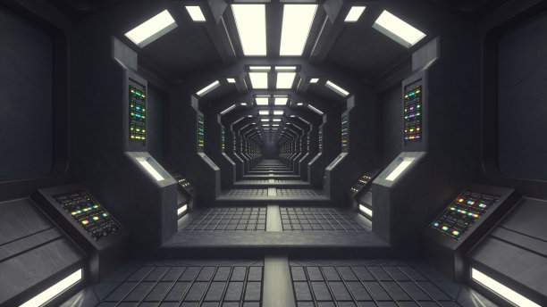 3 d渲染。未来走廊室内设计图片下载