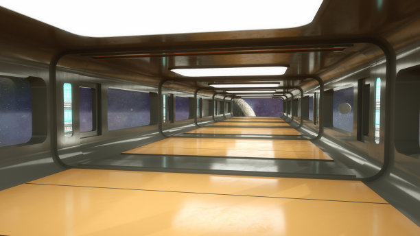 3 d渲染。未来走廊室内设计图片下载