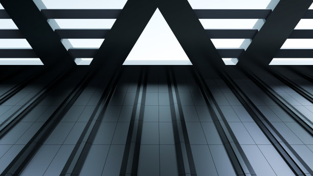 建筑设计从下面看墙。屋顶，天花板的现代设计建筑，结构。3 d渲染。图片下载