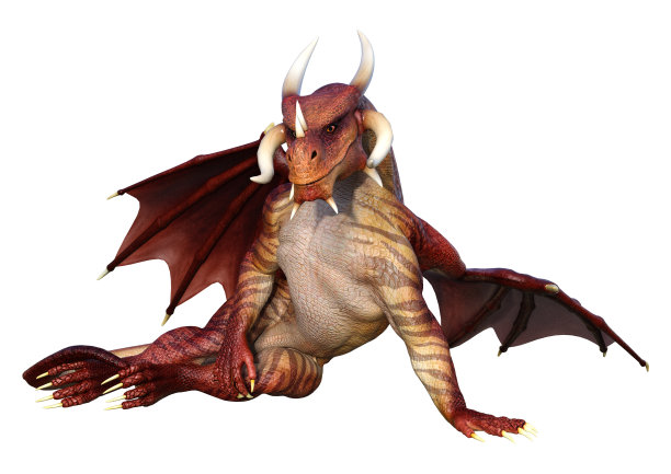 3D渲染童话龙在白色图片下载