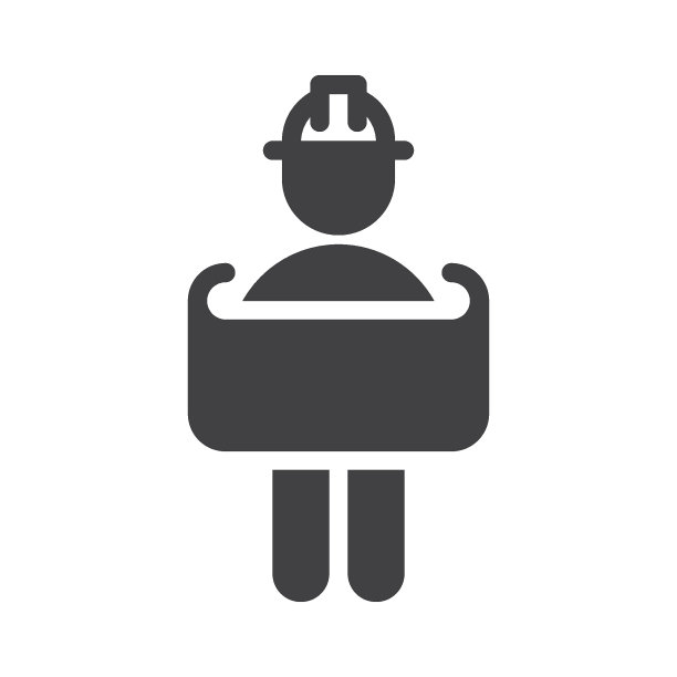 建筑师与蓝图矢量图标图片下载