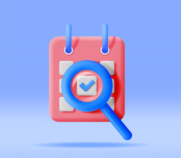 3D纸螺旋挂历和放大镜图片下载