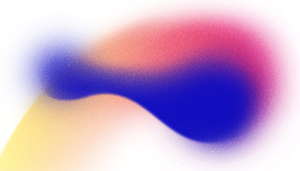 抽象的形状与彩色渐变。颗粒背景与彩色波浪与喷雾效果，从蓝色到黄色。图片下载