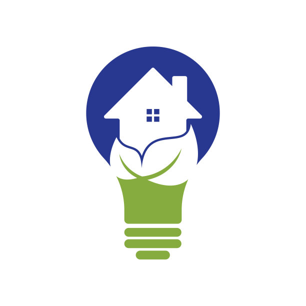家叶灯泡形状概念矢量标志设计。图片下载