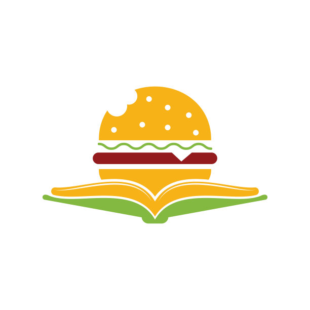 汉堡书标志设计矢量。图片下载