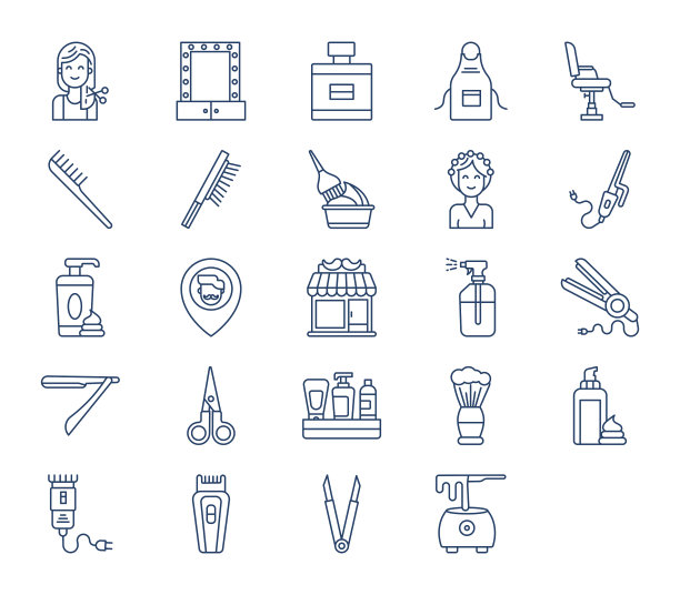 美发沙龙图标套装图片下载