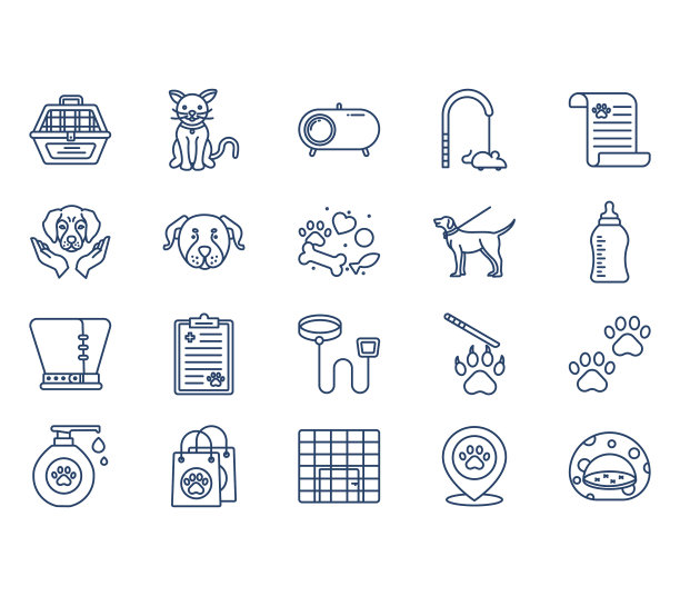 宠物护理和宠物店图标集图片下载