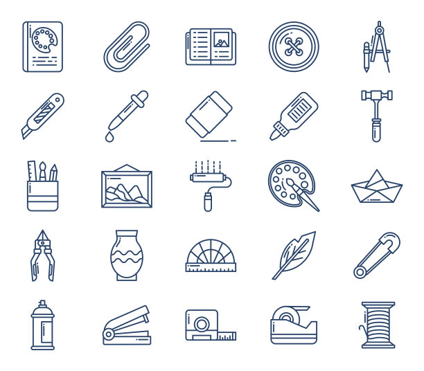 工艺和文具工具图标集图片下载
