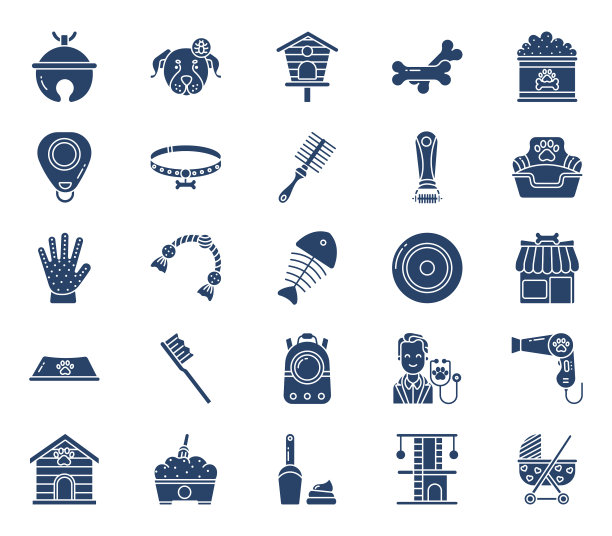 宠物护理和宠物店图标集图片下载