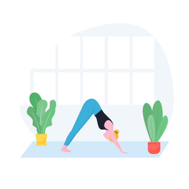矢量插图妇女练习加尔巴平达体式或胎儿在子宫的位置。女孩在家里做瑜伽练习图片下载