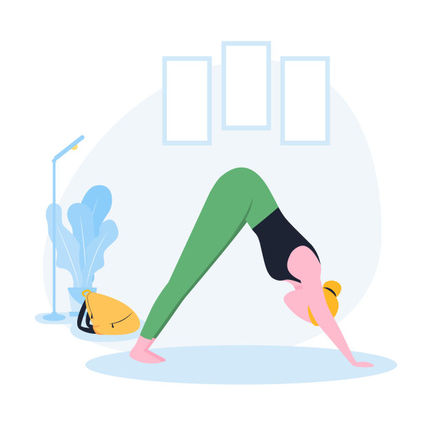 矢量插图妇女练习加尔巴平达体式或胎儿在子宫的位置。女孩在家里做瑜伽练习图片下载