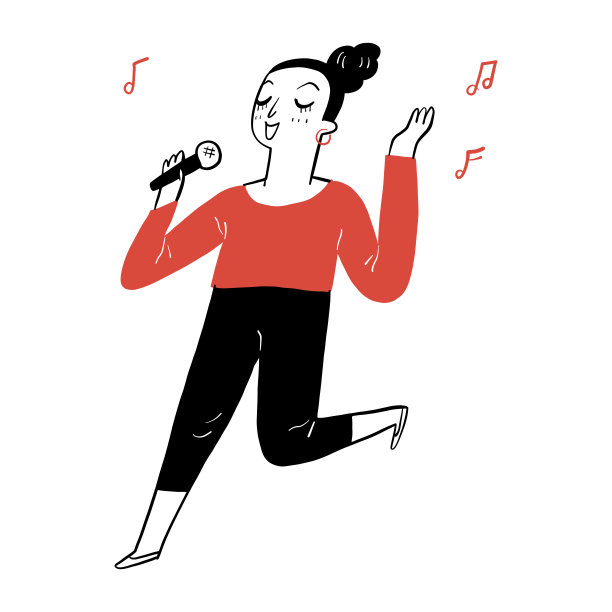 那个漂亮的女孩正拿着麦克风唱歌。图片下载