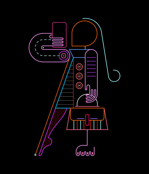 时髦女人自拍霓虹线艺术图片下载