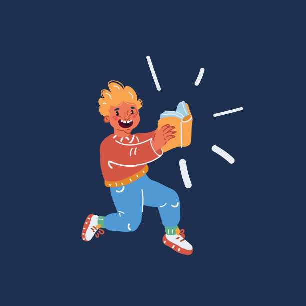 卡通矢量插图的男孩与书跳跃。回到学校图片下载