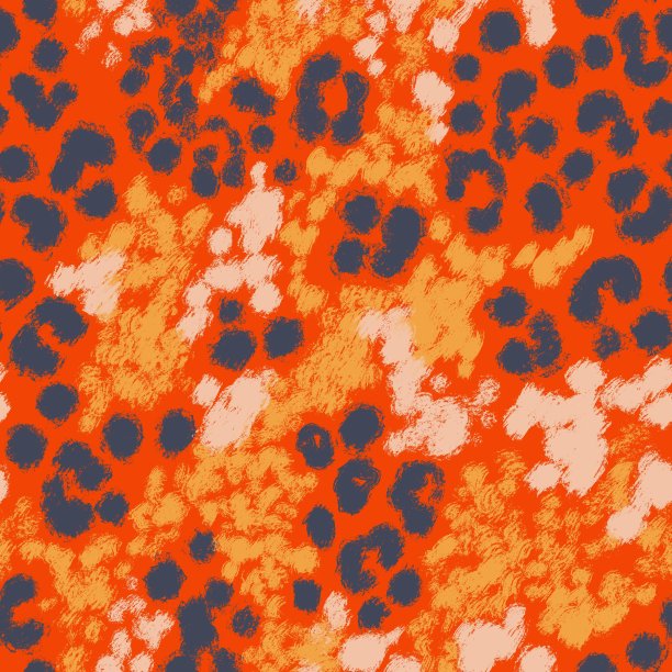 动物混合无缝模式。80年代风格的豹纹彩色污渍。图片下载