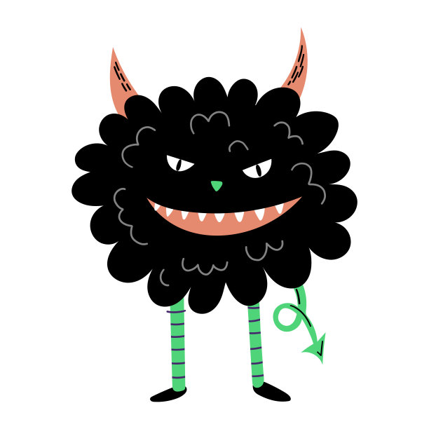 魔鬼怪物。手绘万圣节插画图片下载