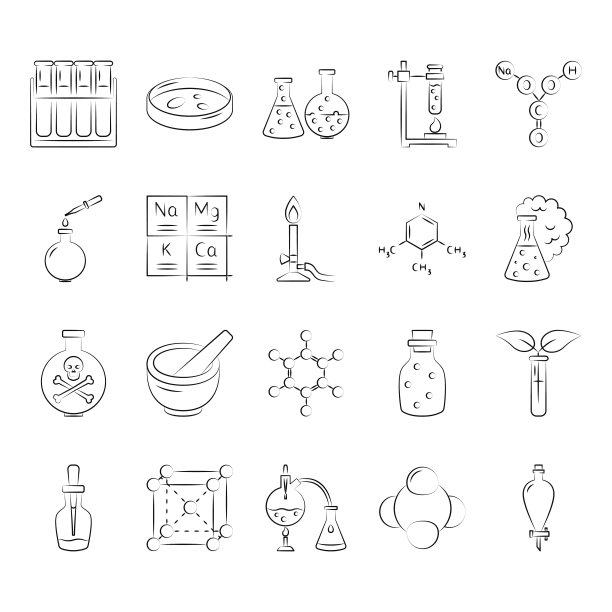 化学科学图标设置在手绘风格图片下载