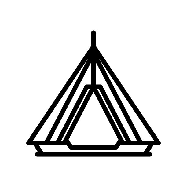 帐篷图标。露营帐篷和防水布。矢量插图。图片下载