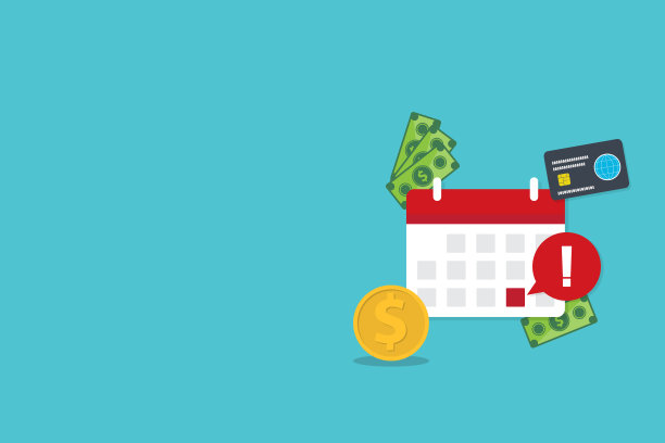 日历和金钱。税款或信贷付款时间，贷款提醒，款项预定日期。矢量插图。图片下载