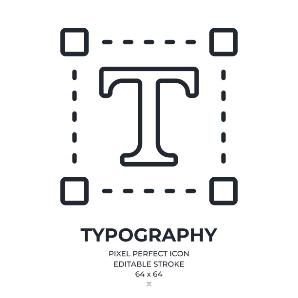 印刷术可编辑的笔画轮廓图标隔离在白色背景平面矢量插图。像素完美。64 x 64。图片下载