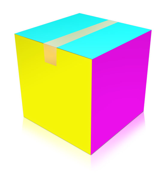 CMYK海运盒空白模板红色，绿色和蓝色的演示布局和设计。图片下载