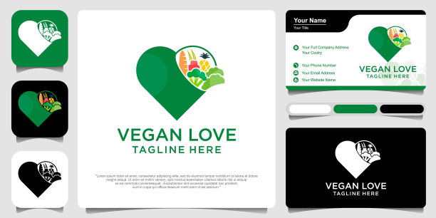 蔬菜爱店组合素食和爱的符号模板图片下载