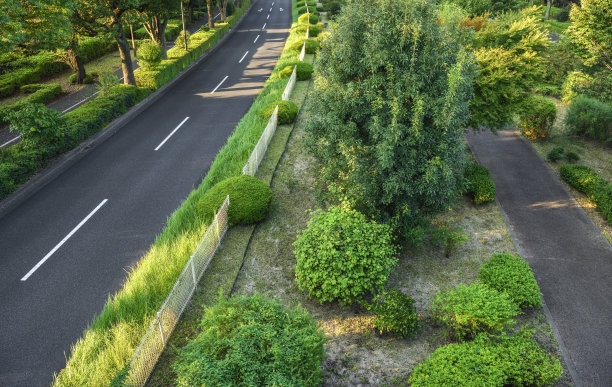 高速公路和步行街，城市绿化图片下载