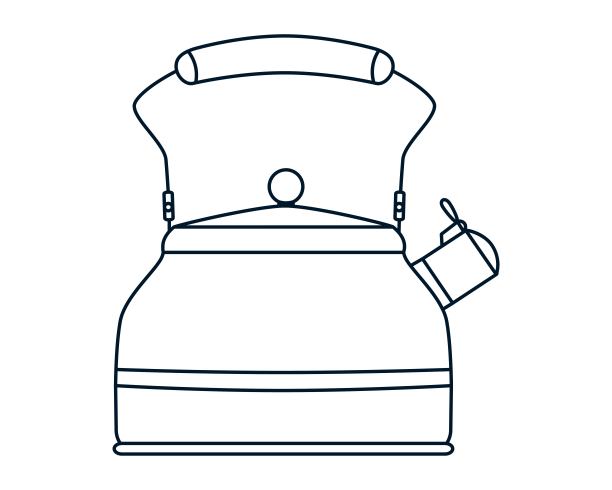 茶壶。轮廓图。特写镜头。图形。向量。草图。草图。图片下载