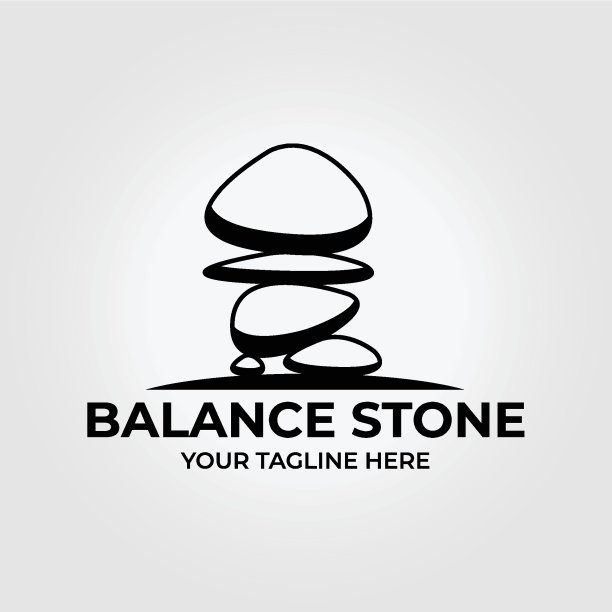 平衡石标志矢量插画设计复古图标线图片下载