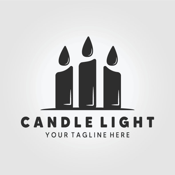 蜡烛光标志矢量插图设计复古模板艺术图片下载