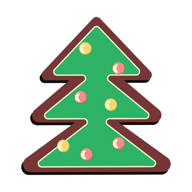 姜饼圣诞树饼干孤立在白色背景图片下载