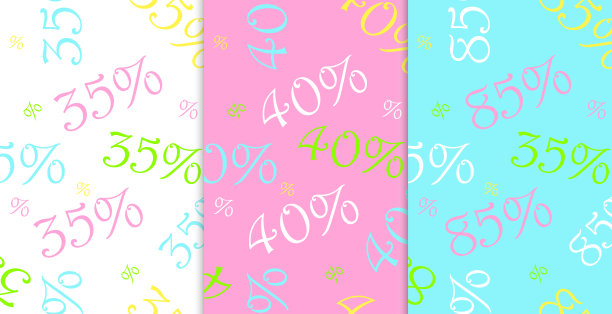 套出售彩色无缝图案制成的折扣标志图片下载