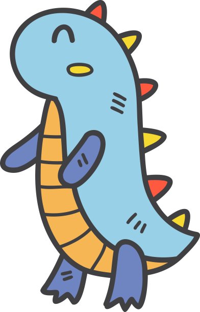 手绘恐龙娃娃儿童插画图片下载