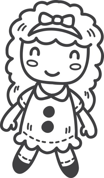 手绘女婴娃娃插画图片下载