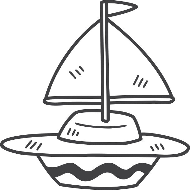 手绘玩具帆船儿童插画图片下载