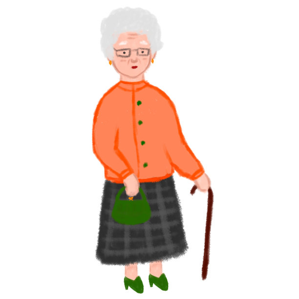 带绿袋子的女士漫画图片下载