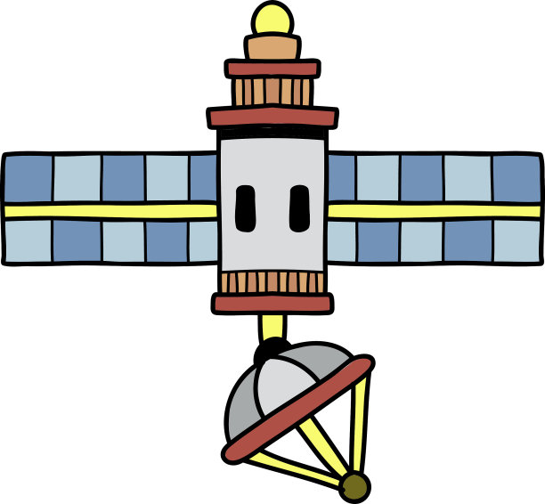 手绘卫星漂浮在太空插图图片下载